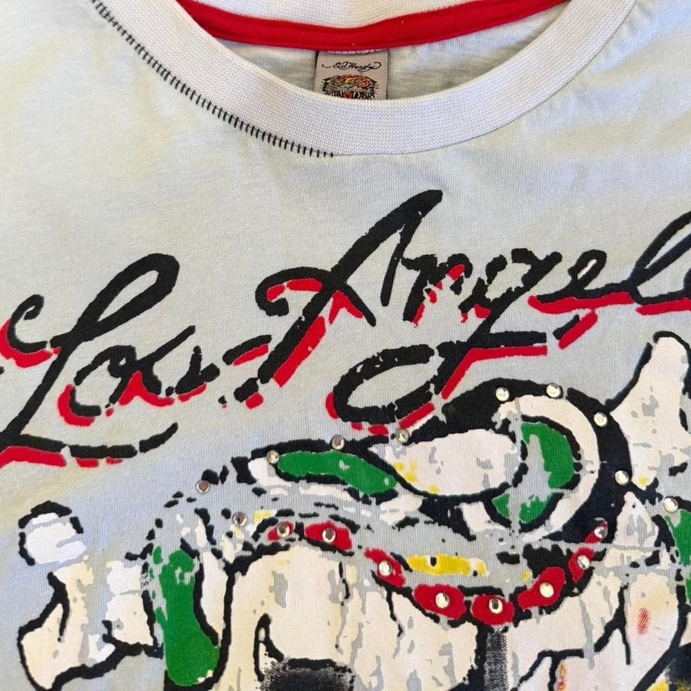 Vintage Ed Hardy Skull & Snake Graphic Tee -‎ Los Angeles London Y2K XXL - Picture 4 of 6